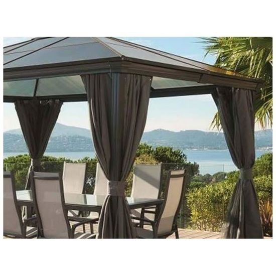 Rideaux Pergola Hespéride Belize - 4 Rideaux Ardoise, Opaque, 330x214 Cm, 160 G/m²