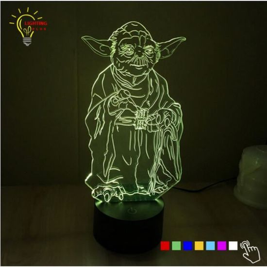 3D Lampe Luminaria LED Nuit Éclairage Maître Yoda Jedi Changement de couleur Lava Lampe de Table Veilleuse pour Garçons Enfant Meill