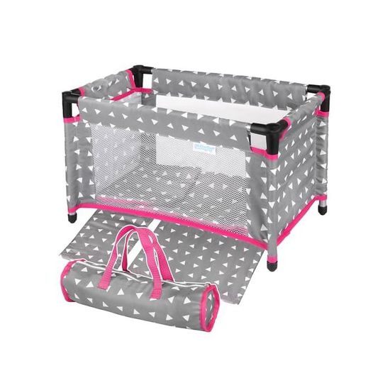 Kinderplay Lit de voyage pour poupées avec parc, sac et literie, jusqu'à 46 cm (KP0400S
