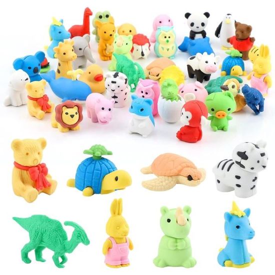150 Gommes Miniatures Kawaii - Animaux, Fruits, Cœurs - Pour Enfants, Récompenses Scolaire, Cadeau Anniversaire, Fête