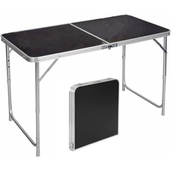 Table De Jardin Pliante ESituro 46x46x48cm - Plateau Verre Trempé, Noire, Idéale Terrasse Balcon Extérieur