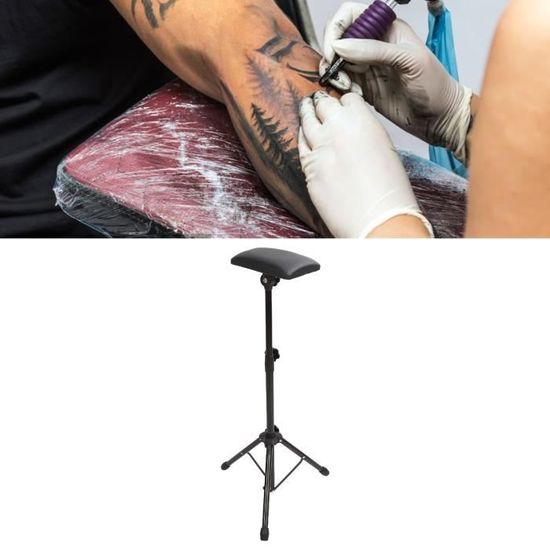 Accoudoir Réglable Pour Tatouage - Hauteur 65-110 Cm - Coussin PU - Pieds Antidérapants - Portable Et Stable