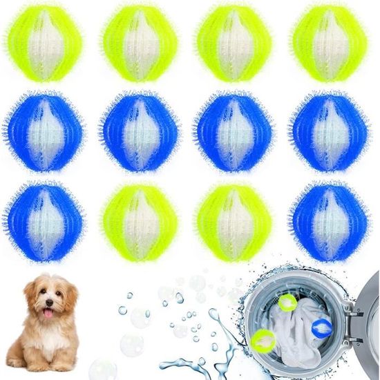 WISIRENT 16 Boules Attrape-Poils Machine à Laver – Anti-Poils Animaux Réutilisables, Éponge & Silicone Pour Vêtements Propres