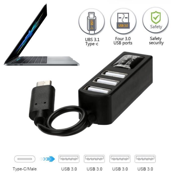 Type-C à 4 ports USB 3.0 Hub Adaptateur USB 3.1 pour MacBook Pro (2016) BK B20