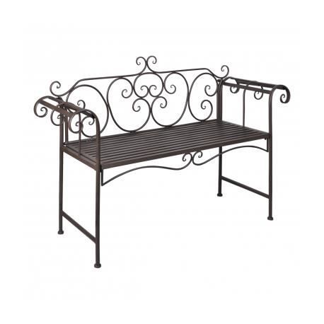 Banc en métal brun dossier à motif de rose