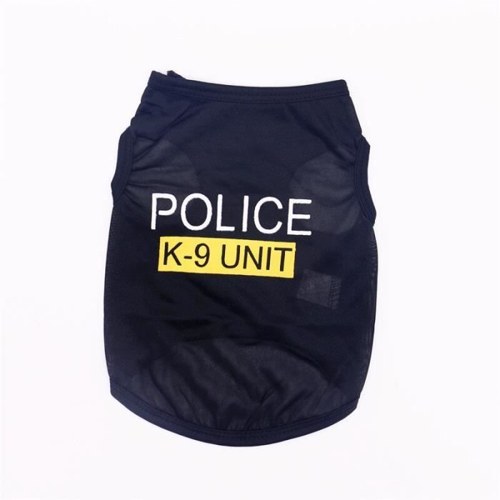 Manteau Blouson,Accessoires pour chiens Police Yorkshire Terrier vêtements pour Franse Bouledogue chien vêtements - Type Black-XS