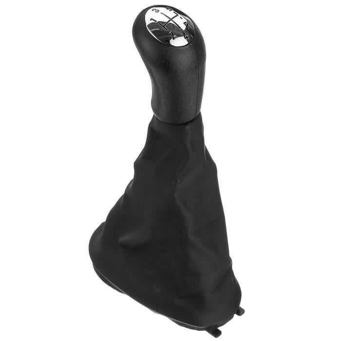 soufflet 5 vitesses argent brillant pommeau de vitesses avec couvre-coffre pour Renault Megane 2 Clio 3 Kangoo Mot noir WYK68051