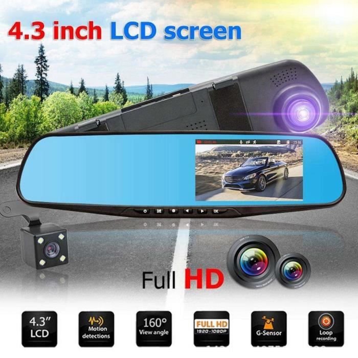Caméra de recul 1080p pour caméra de recul avec miroir, caméra de recul 4.3 pouces