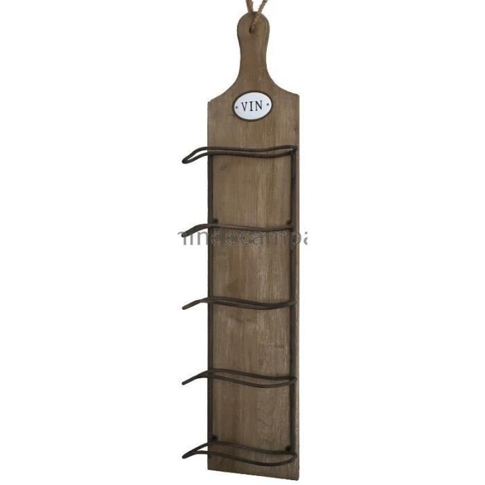 Porte Bouteille Mural en Bois et Fer 11 cm Marron
