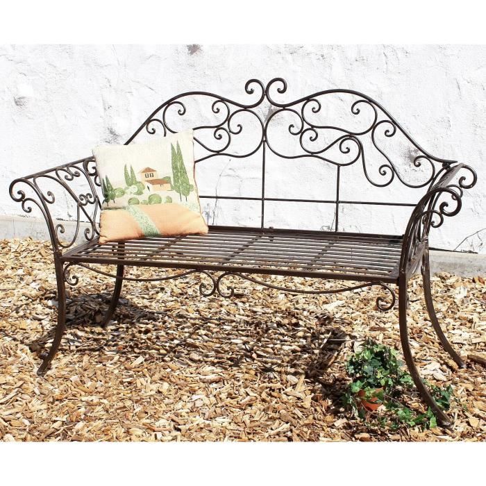 DanDiBo Banc de jardin 111183 2 brun Banc 146cm en Fer forgé Métal Banquette Banc de parc