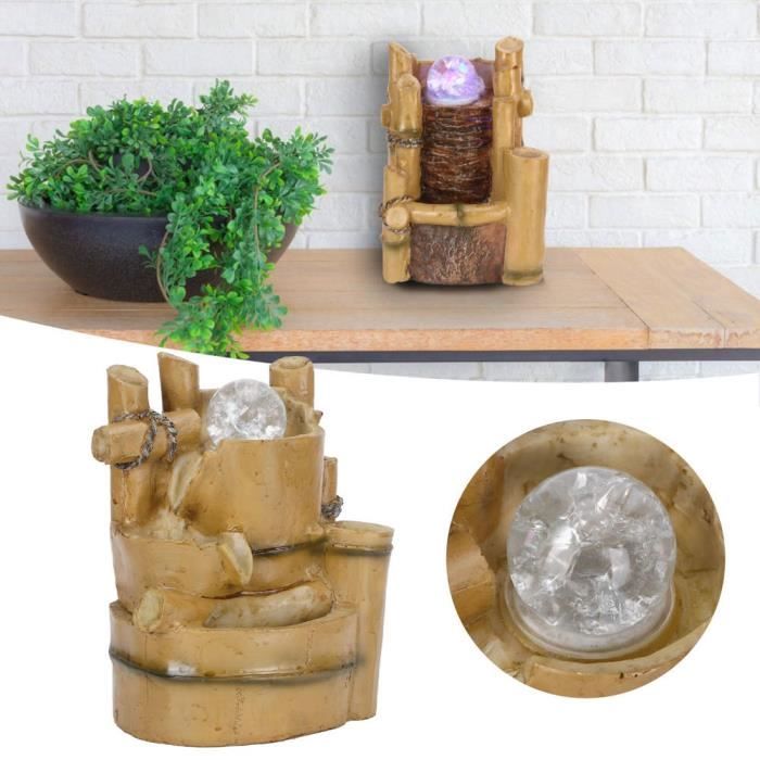 Fontaine de table Fontaine de Bureau LED Fontaines à Eau en Résine Décor à Maison de Table Intérieur(061 Prise EU-CHE