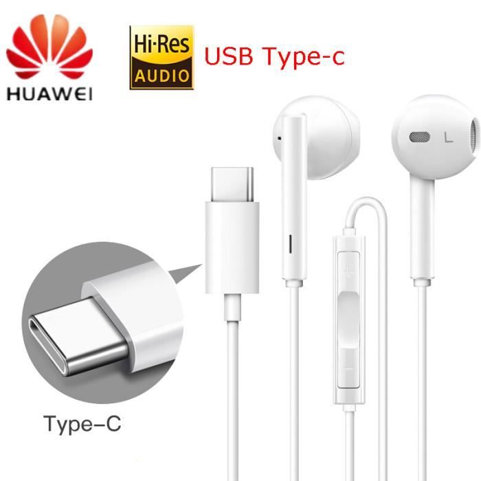 HUAWEI CM33 Ecouteurs filaires USB Type-C intra-auriculaires casque avec micro pour HUAWEI Mate 10Pro 20 X RS P20 30 Note 10