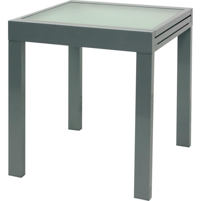 Table de jardin ib style® Diplomat S Table à rallonge Verre de sécurité- 60-130cm - Argenté