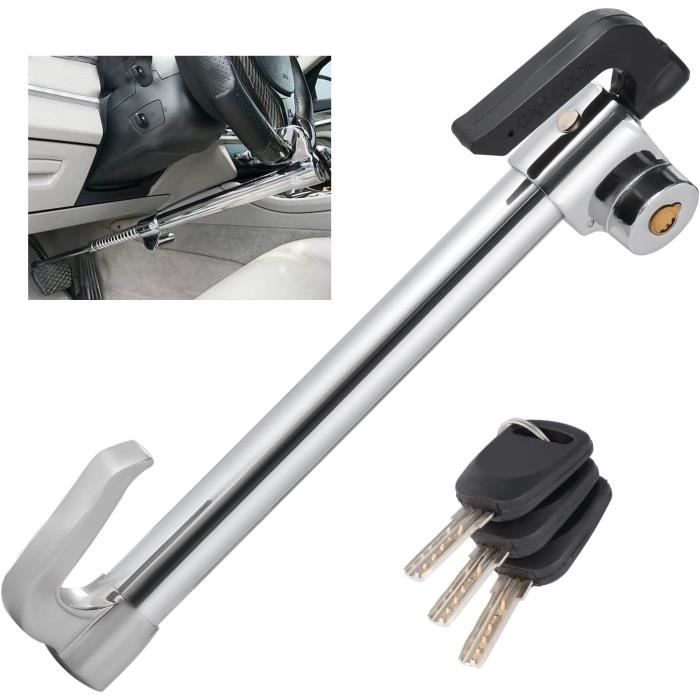 Bloque Volant Haute Sécurité Canne Antivol Voiture Rétractable pour Antivol Camping Car avec 3 Clés