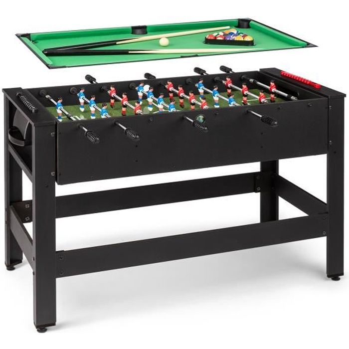 Klarfit Spin Table de jeux 2-en-1 : Babyfoot & billard - Rotation à 180° - Noir