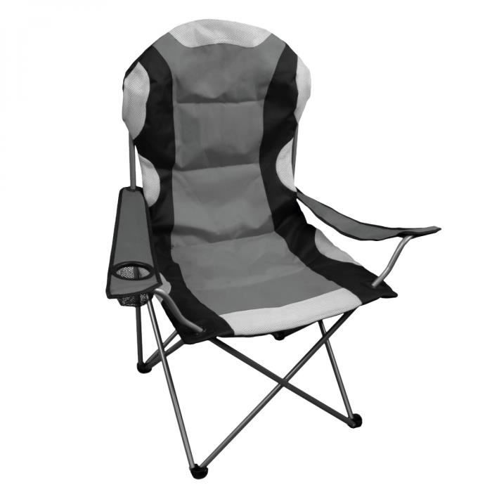 Chaise de camping pliable + Sac de transport - Gris - Linxor