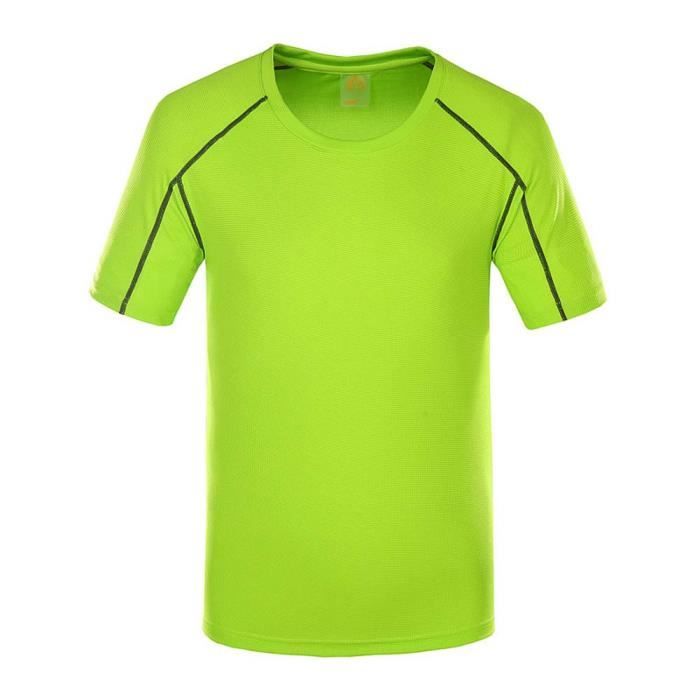 Tee Shirt de Sport Running Homme Fitness Manches Courtes Respirant Confortable Séchage Rapide
