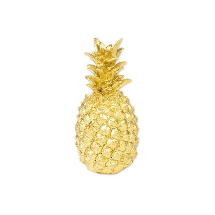ANANAS DÉCORATIF EN RÉSINE DORÉ 18CM BLANC
