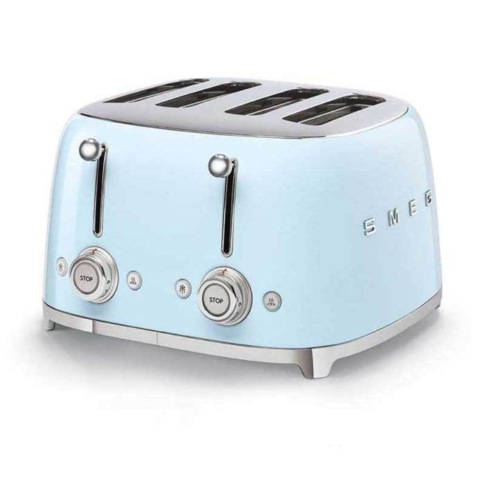 SMEG Grille Pain 4 tranches Années 50 - 2000W Bleu TSF03PBEU