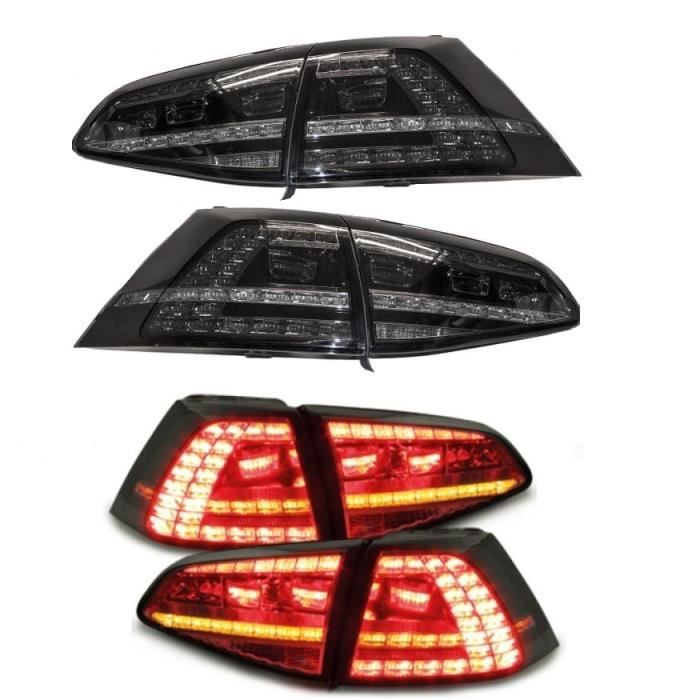 2 FEUX ARRIERE LED NOIR TRANSLUCIDE LOOK GTI POUR VW GOLF 7
