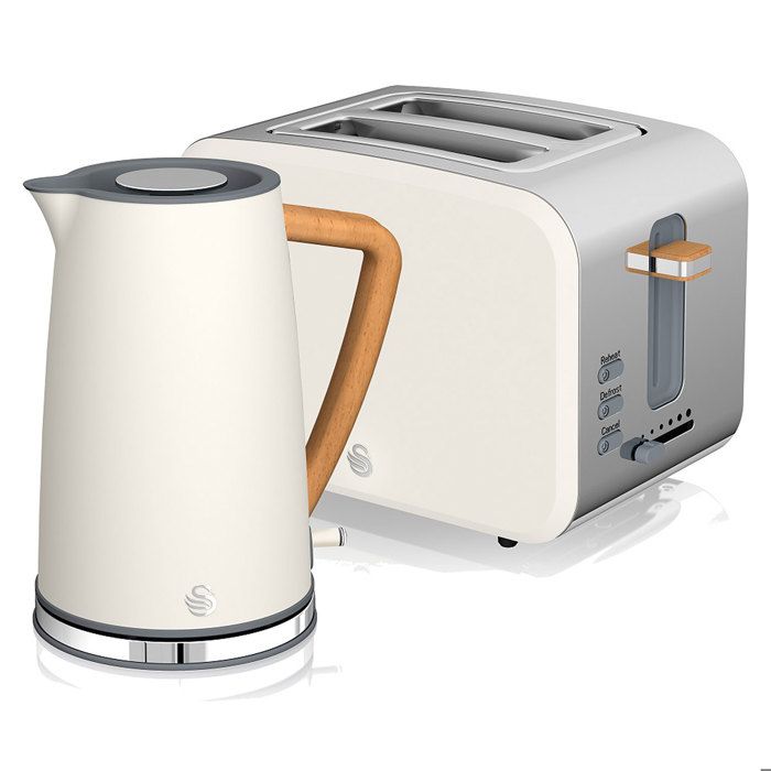 Set petit-déjeuner Bouilloire sans fil 1,7 L grille-pain 2 Nordic Vert SWAN STP2090WHTNEU Blanco 44379