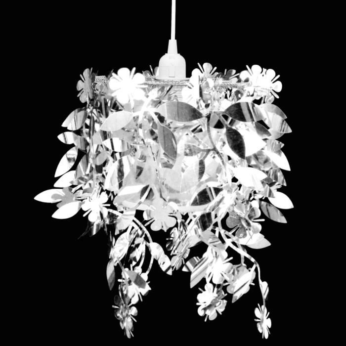 Lustre aux Paillettes d'argent Lampe pendante 21,5 x 30 cm Design classique et élégant de foyer salle à manger salon ou chambre