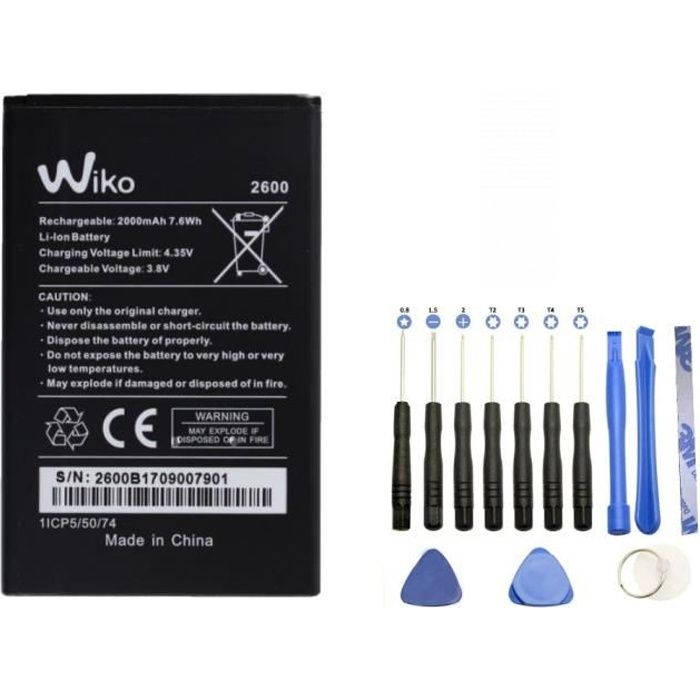 Batterie 2600 pour Wiko Sunny 2 Plus Sunny 3 + Kit outils 13 pièces