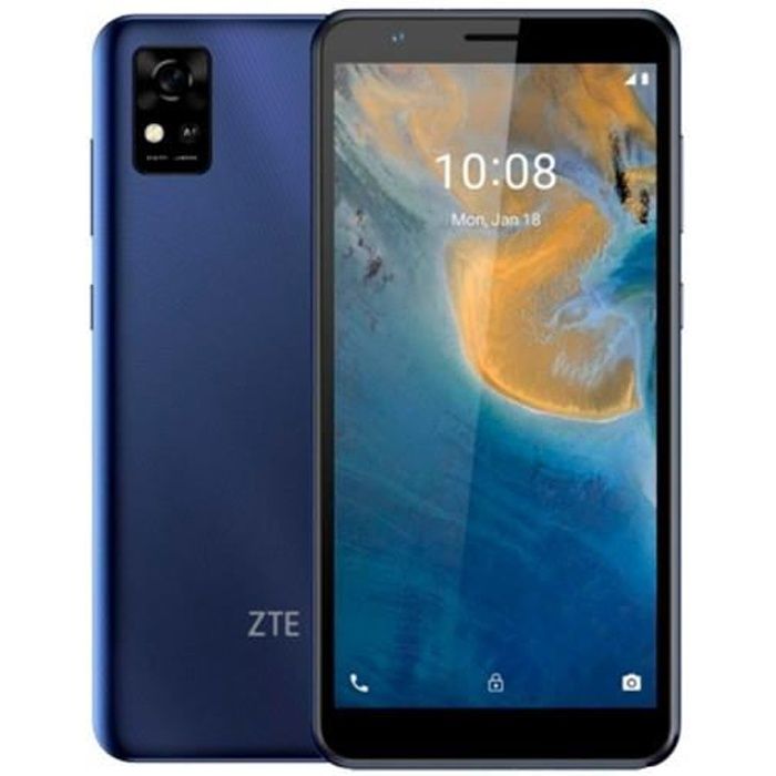 Smartphone ZTE Blade A31 en bleu avec écran 5,45- HD +, 720 x 1440 pixels, Android, 4G, Dual SIM, CPU Octa-core jusqu'à 1,6 GHz, 2