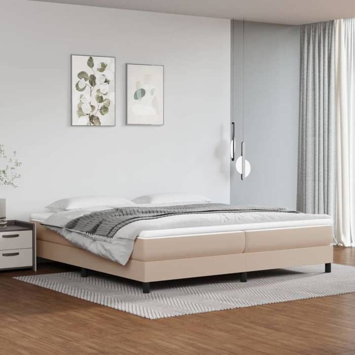 CHIC Lit Double 2 Personnes Sommier à lattes de lit Cappuccino 200x200 cm Similicuir Design81569