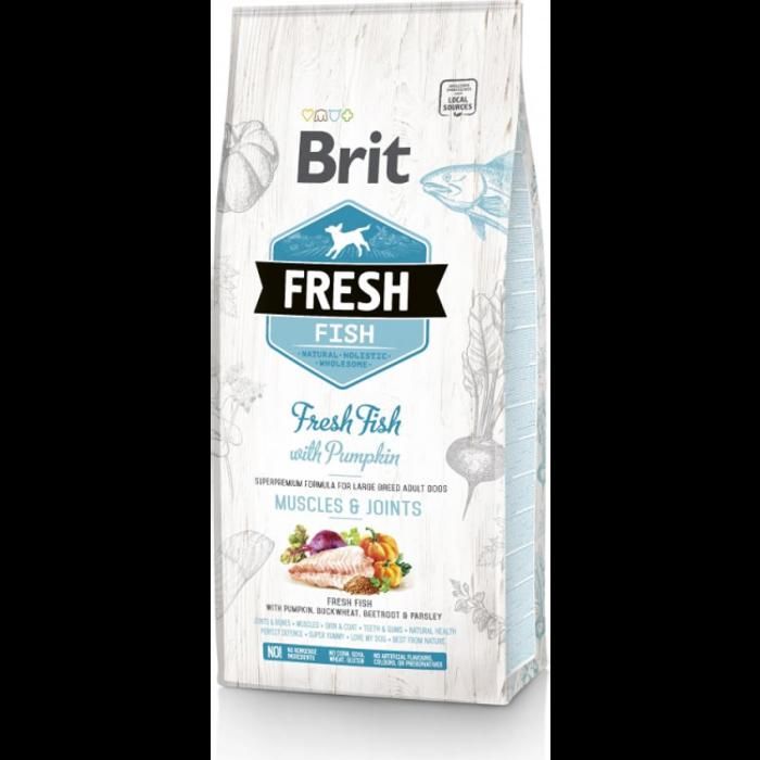 Croquettes pour chien - BRIT - Brit Fresh - Poisson et Citrouille - 12 kg - Grande race
