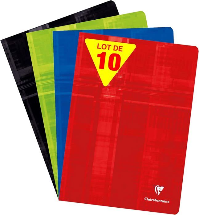 Lot De 10 Cahiers Clairefontaine 17x22cm - 96 Pages Petits Carreaux - Papier 90g Qualité Supérieure