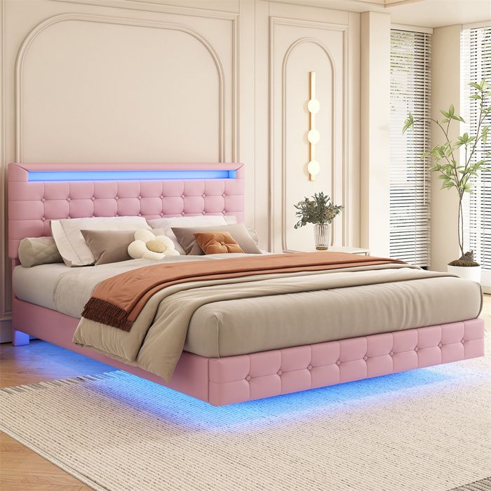 EighteenTek Auvent pour lit simple avec 2 bandes lumineuses à DEL