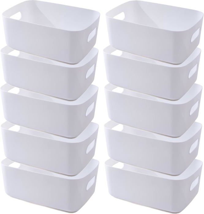 Lot De 8 Panier De Rangement En Plastique Gris, Panier Plastique Rangement, Panier En Plastique Avec Anse, 20x14 X7.5cm - Beaux-Arts Et Loisirs Créatifs