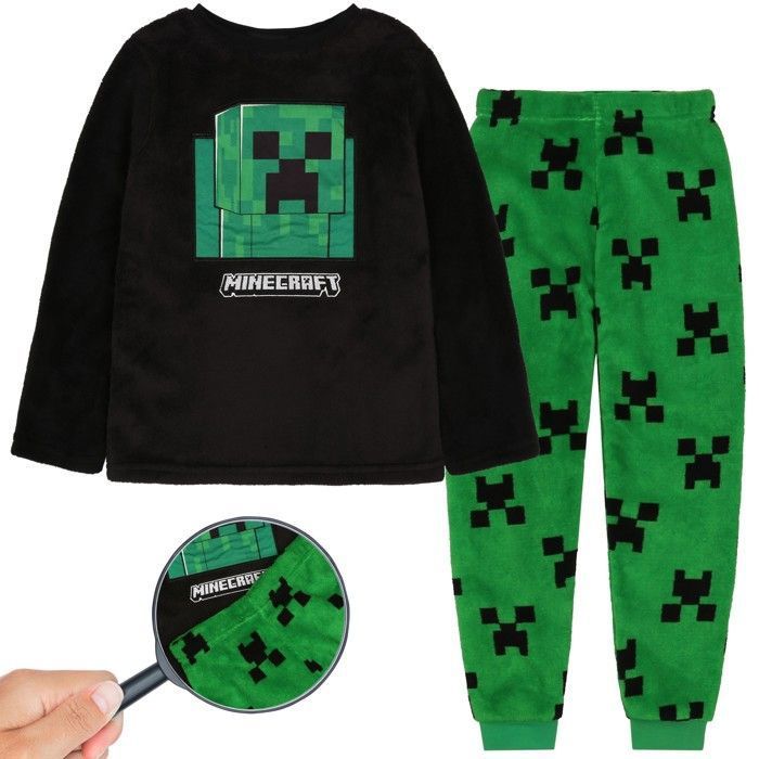 Minecraft Verde Creeper Pigiama A Maniche Corte A Gamba Lunga Ragazzi