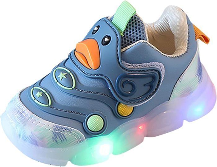 Basket en cuir lumineuses pour tout-petits bébés garçons chaussures de sport dextérieur respirantes antidérapantes