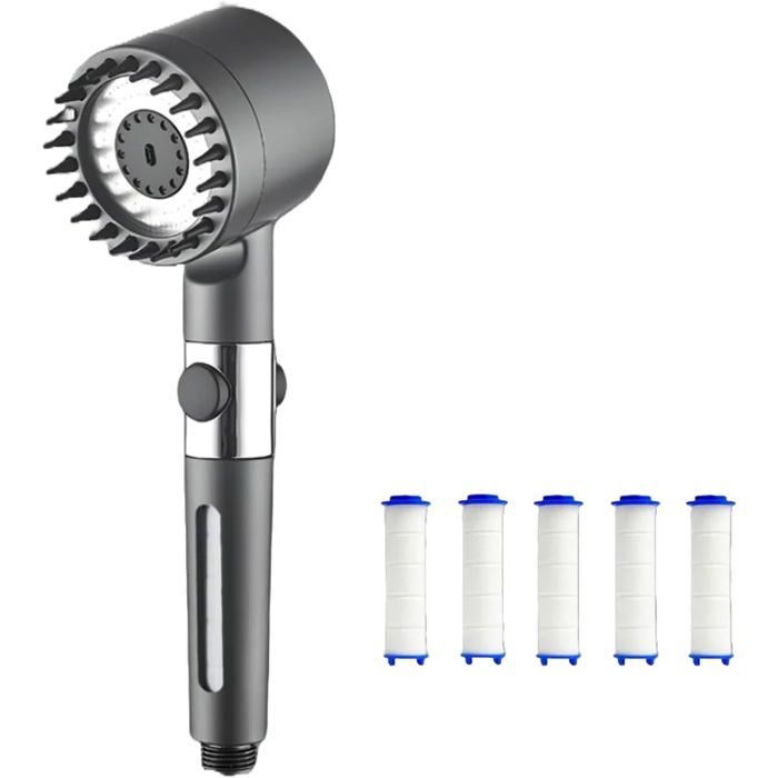 Pommeau De Douche 3 Buses Économie D'Eau, Douchette Haute Pression Carré, Poignée Ergonomique