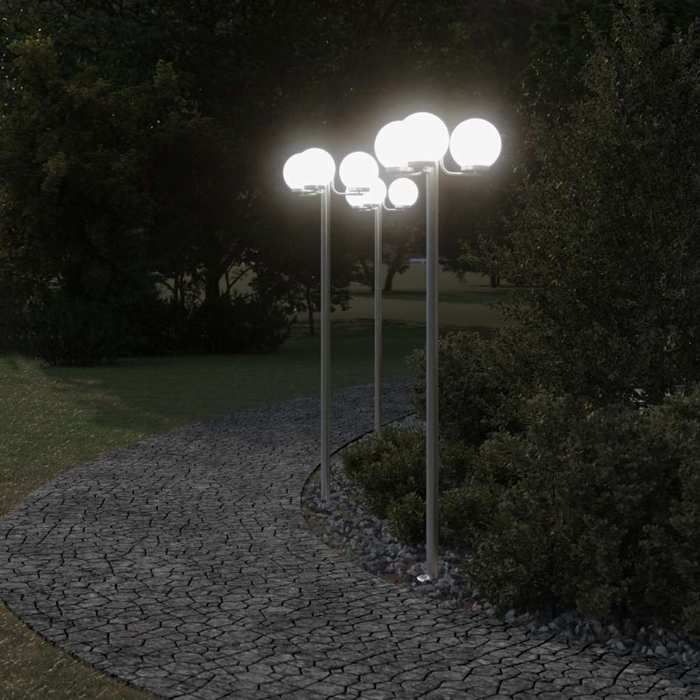 vidaXL Lampadaires d'extérieur 2 pcs 215 cm acier inoxydable éclairage au sol d'extérieur éclairage au sol de 4006390