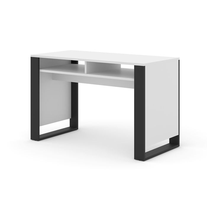 Bureau Petits-meubles - Gani - 120 x 55 x 75cm - Blanc et Noir mat Bureau Petits-meubles - Gani - 120 x 55 x 75cm - Blanc et Noir mat