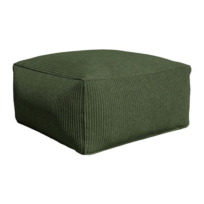 Pouf en velours côtelé vert NOUMARA
