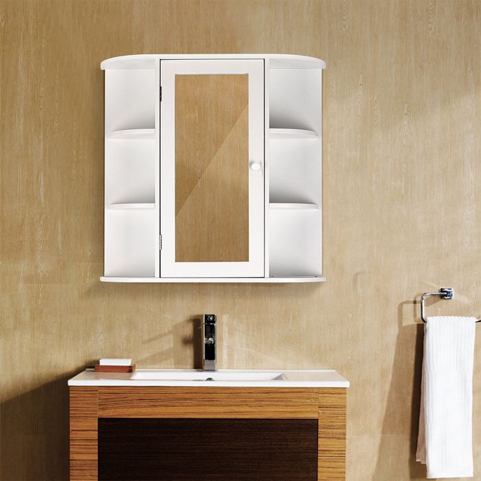 MIPAN. Armoire Miroir de Salle de Bain - Avec Rangement + Miroir - Blanc Armoire de Salle de Bain Murale - 60 x 58 x 17cm
