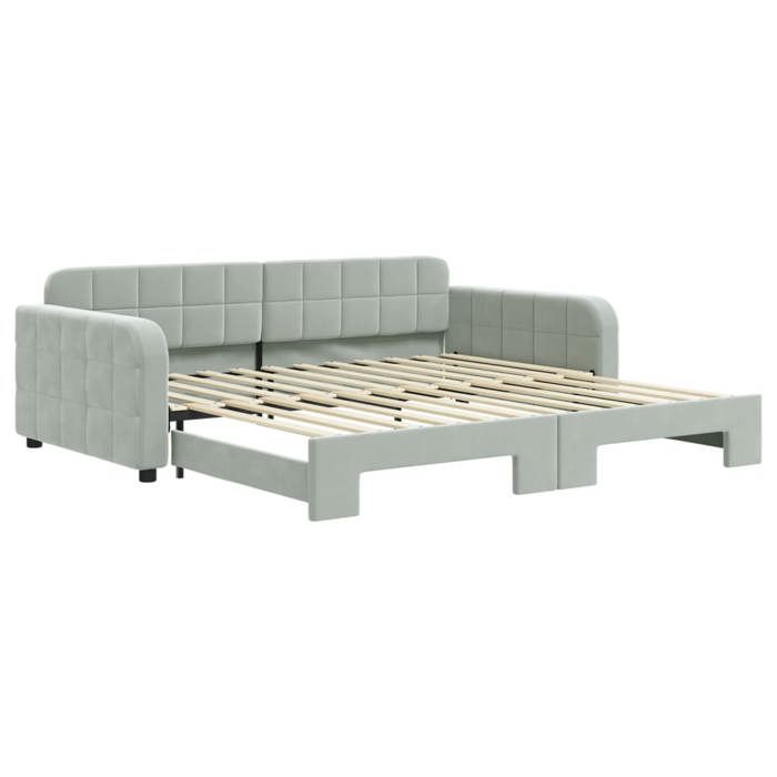 Lit simple Contemporain Banquette lit/Lit de jour avec gigogne sans matelas gris clair 100x200 cm - 1 Place SP12066BED17957939