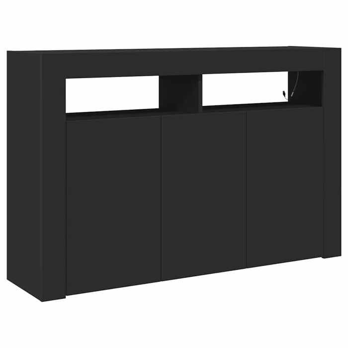 ESTINK® Buffet bas contemporain - Armoire Polyvalent - pour Cuisine/Salon - Noir 116x30x75 cm - Bois dingénierie @@2378