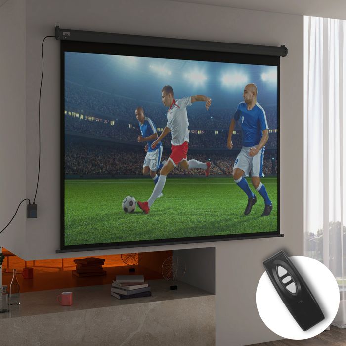 Écran vidéoprojecteur motorisé et électrique 100 Pouces 4:3 4K HD panneau de commande et télécommande