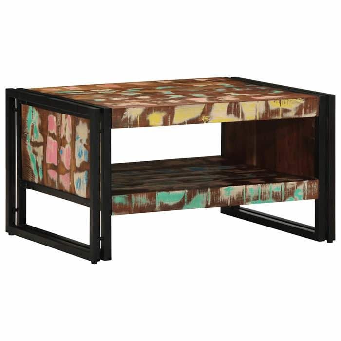 Table basse en bois de récupération - VIDAXL - Multicolore - 70x50x38 cm - Bois massif - Fer - Capacité 60 kg