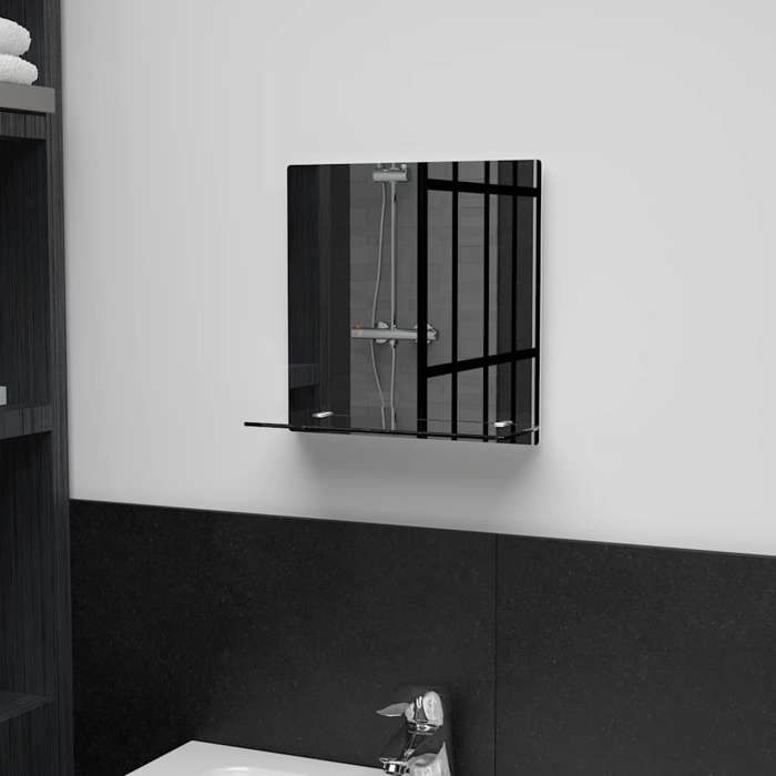 Miroir mural avec étagère - vidaXL - Verre trempé - 30x30 cm - Étagère 30x10 cm - Argent - Facile à monter