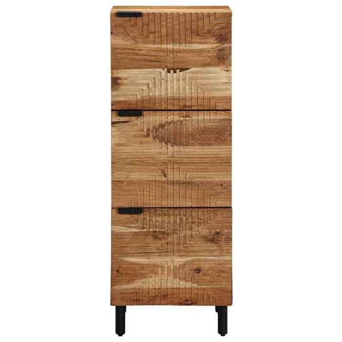 Buffet en bois dacacia - vidaXL - 40x33x110 cm - Marron - Bois dacacia massif - 3 portes - Avec étagère