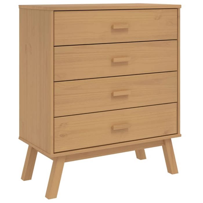 Commode en bois de pin - GKO - 76 5x39x90 cm - Bois de pin massif - 4 tiroirs - Finition à la cire - Aspect scandinave