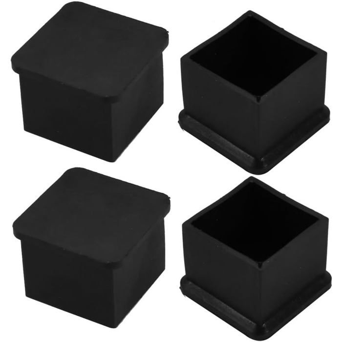 Embout Pied Chaise Caoutchouc 40mm x 40mm Meuble Carrée Pied Table Capuchon Couverture 4Pcs