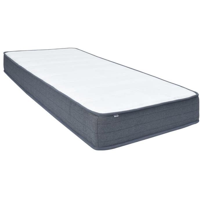 Matelas de sommier tapissier - Happiness - 200x80x20 cm - Blanc et gris foncé - Ressorts ensachés - Fermeté moyenne Matelas de sommier tapissier - Happiness - 200x80x20 cm - Blanc et gris foncé - Ressorts ensachés - Fermeté moyenne