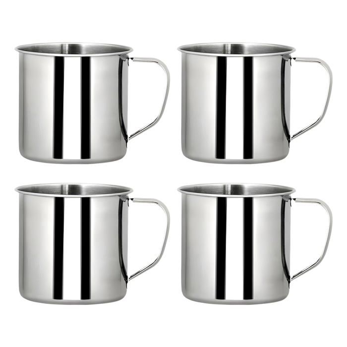 4 pièces tasse à boire acier inoxydable tasse de camping tasse incassable Tasse à thé Mug à café Randonnée Camping (350ml)